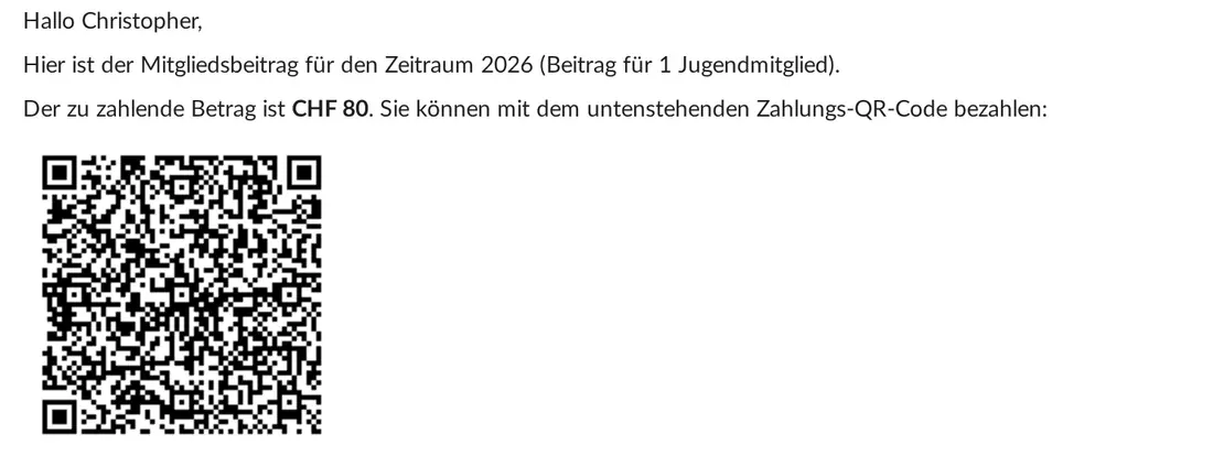Eine Beitragsrechnung mit ihrem Schweizer QR-Zahlteil