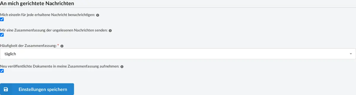 Benachrichtigungseinstellungen eines Mitglieds