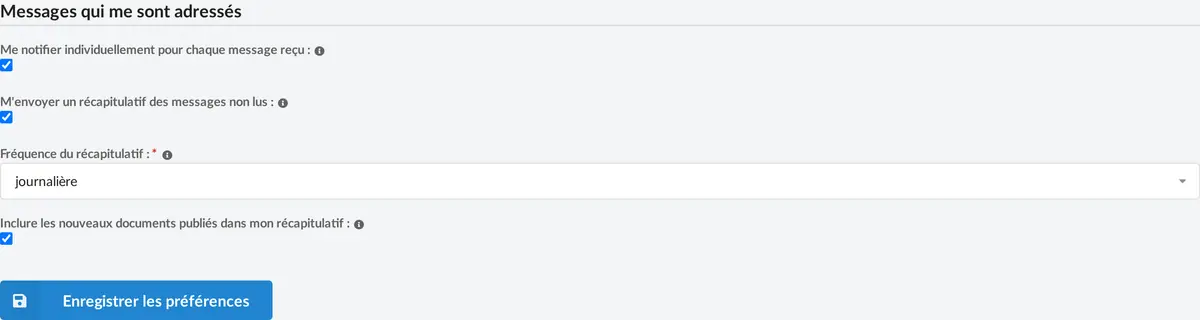 Préférences de notification d'un membre